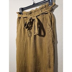Free People Tie Belt Pants Mustard Brown XS Fairycore Boho Cottage Downtown Girl